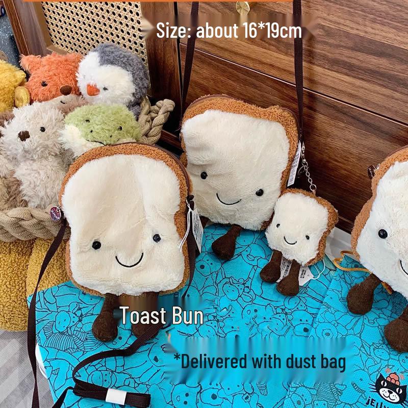 

Сумка кроссбоди Jellycat Fun Series в виде тоста – Милая пушистая сумка на плечо с улыбающимся лицом для женщин 19CM