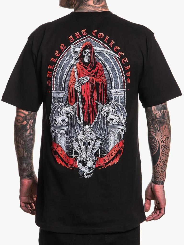 Sullen Men's Time Spent Short Sleeve Standard T-shirt Grim Reaper Tattoo Tee