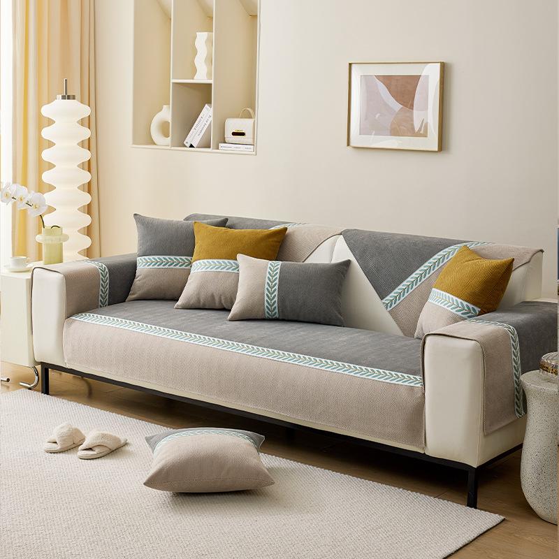 

Chenille Non-Slip Sofa Cushion Cover Universal Four Seasons Simple Modern Backrest Towel for Living Room 70*70cm