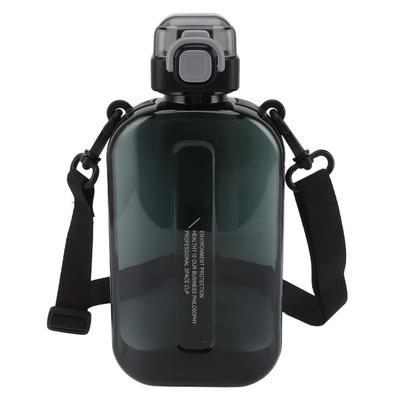 Flat Water Bottle 750ml Slim PC Silicone Leak Proof with Strap Flat Drinking Bottle for Sports