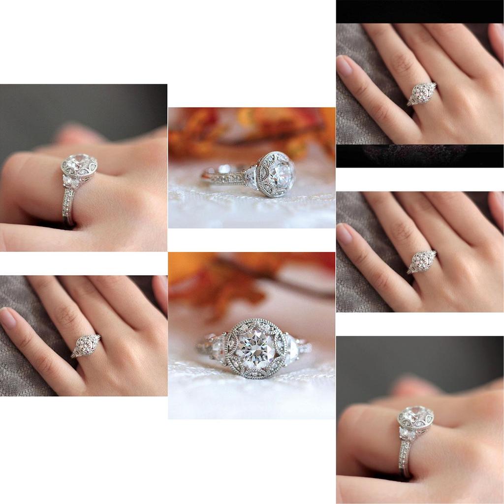 Stunning Silver Plated Jewelry Party Ring Featuring Round White Sapphire