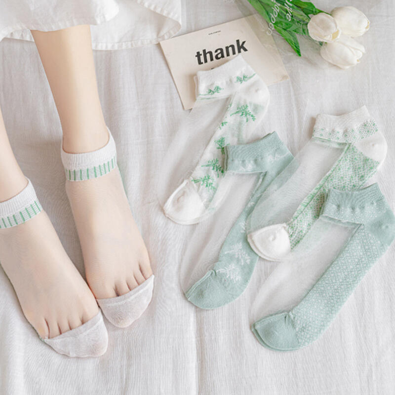 [5-Pair Set] Saira Women s Summer See-Through Fashion Socks 5 pair set