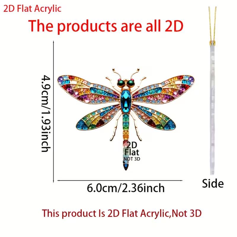 1 piece 2D flat acrylic dragonfly decoration - bright colored wings, 3D phantom design interior decoration