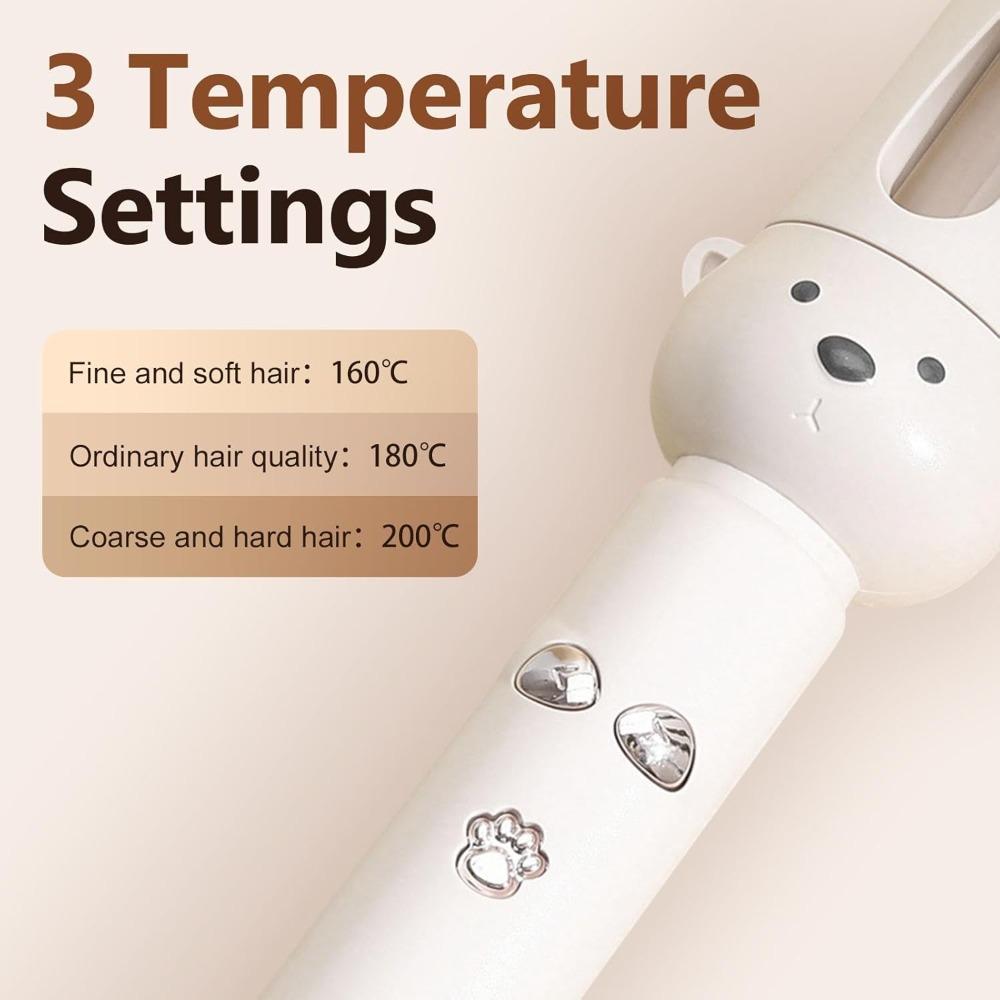 Automatic Curling Iron, 2026 New Cute Automatic Curling Wand, 3 Temperature Settings, Anti-scald and Anti-tangle Rotating Curling Wand