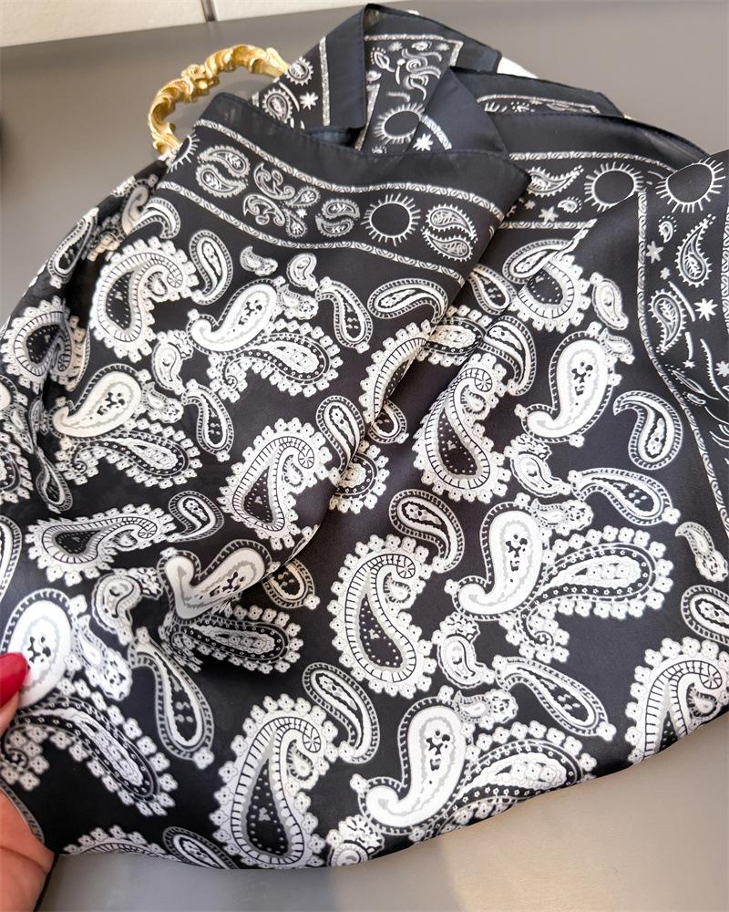Luxury Paisley Print Shawl Square Scarf for Women Hijab Fashion Wraps Neckerchief Female Hair Bands Ribbon Headband Bandana