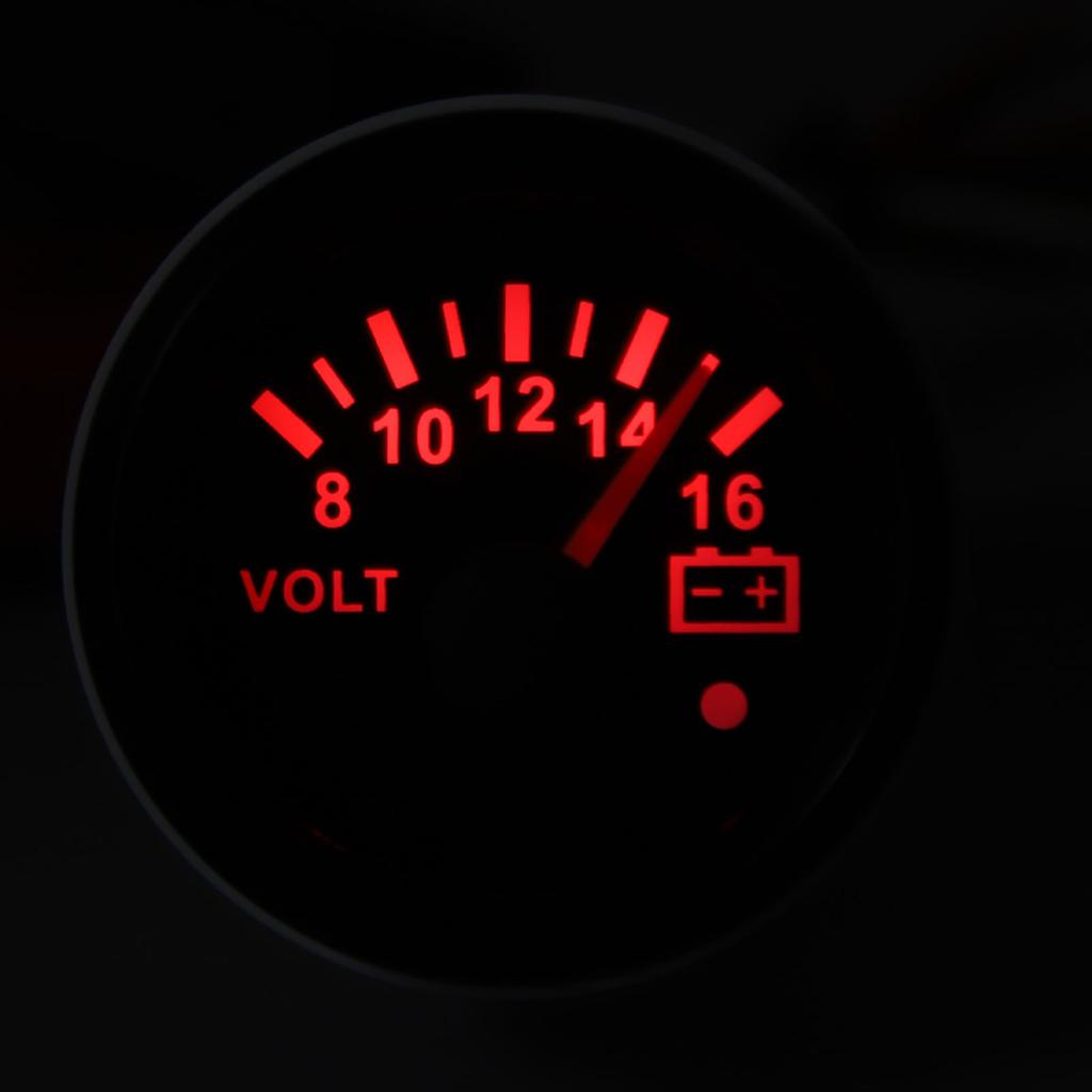 Boat 52mm DC Pointer Voltmeter with Colorful for Fishing and Marine Vessels Black Voltmeter, 9-32V Backlight, RVs, Yachts, Boats, (Black Plate, Cover)