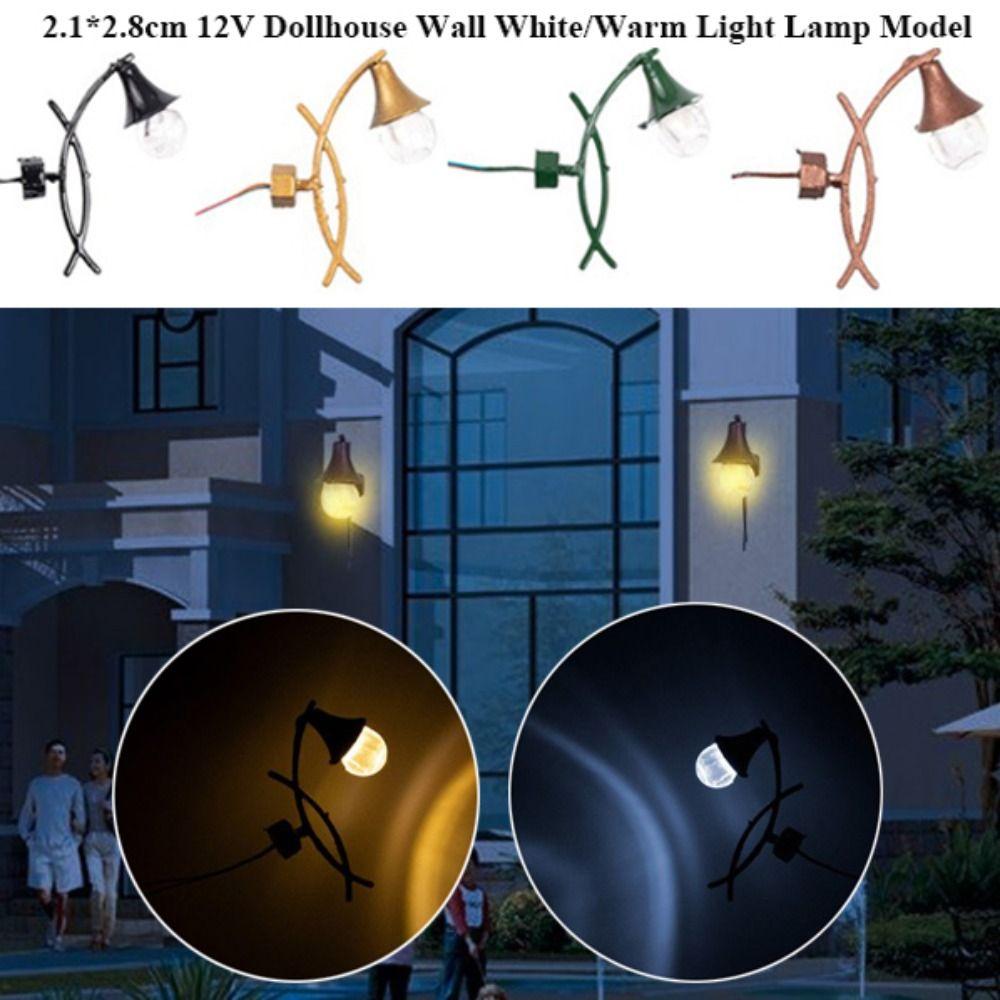 

2.1*2.8cm Dollhouse Wall Lamp ABS Metal Material Garden Yard Led Light New White/Warm Light Model Warm Light Gold