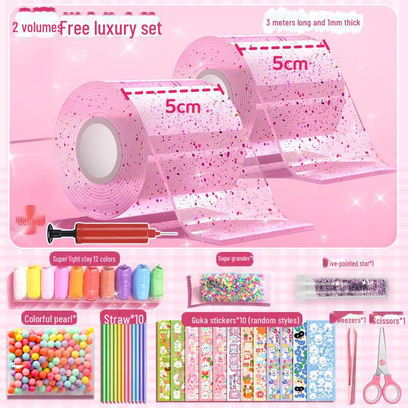 Nano Glue DIY Bubble Blowing Kit with Strong Sticky Double-Sided Tape and Decompression Toy