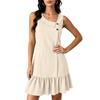 Women's Sleeveless Pleated Dress with Ruffle Hem for Casual Vacation