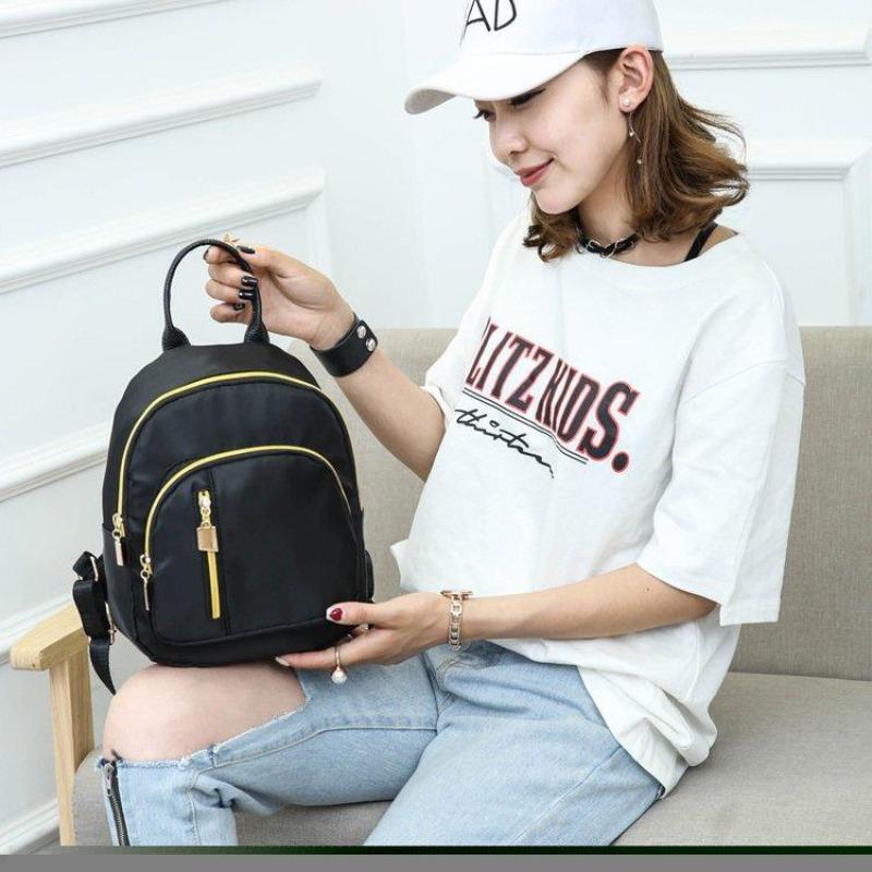 Female Backpack Large Capacity Anti-Theft Backpack Simple Black Bags For Women Girls Travel Rucksack Soft Nylon Shoulder Bag