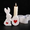 Easter Long-eared Rabbit Egg Candle Holder Mold Cement Plaster Rabbit Love Egg Candle Holder Silicone Mold