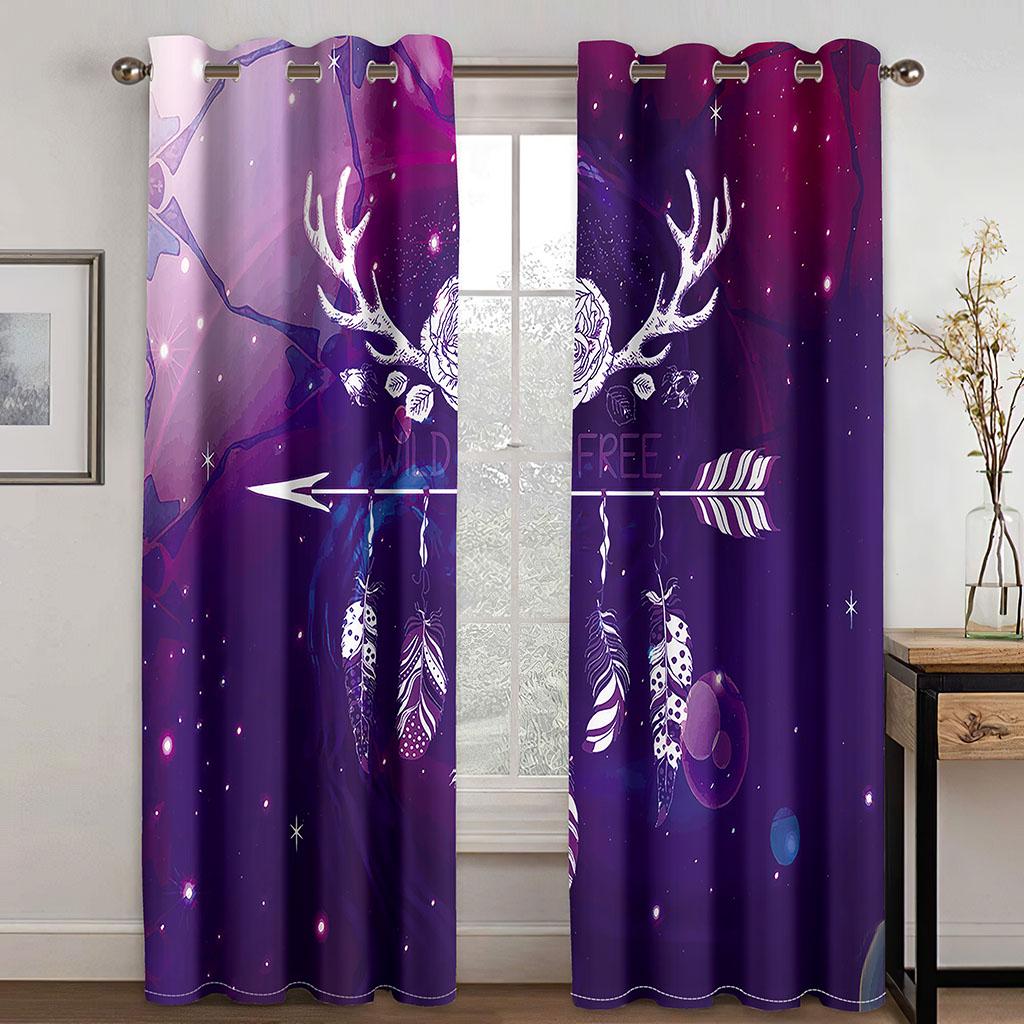 Traumfänger Bedruckte Webvorhänge Zwei unabhängige Vorhänge Links und Rechts Verdunklungsvorhänge für Schlafzimmer