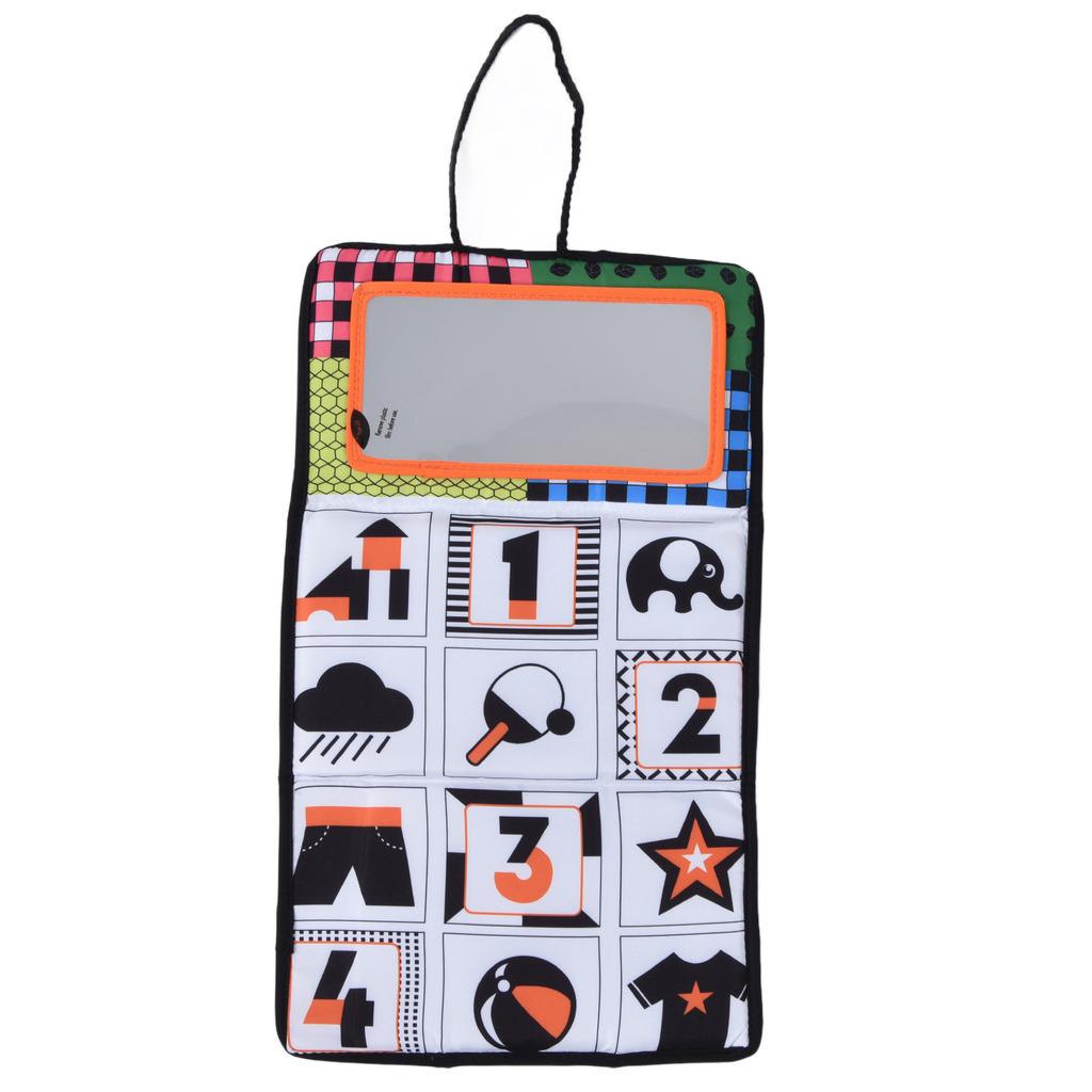 Hoher Kontrast Schwarz Weiß Weiches Stoffbuch Hängespielzeug Babyspiegel Bodenaktivitätsspielzeug Spiegel Hängend