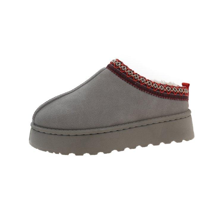 Fashion Winter Plush Shoes for Women Easy to Wear Snow Boots Suede Warm Soft Outdoor Plush Slippers Women Solid Color Thick Soled Shoes