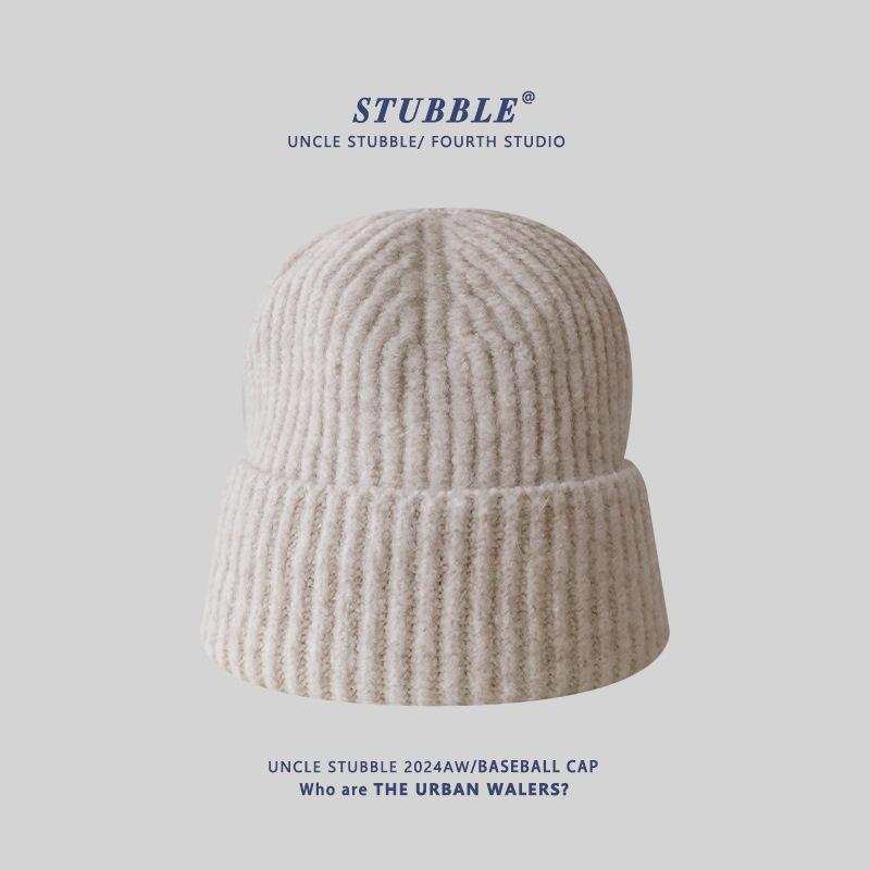 Solid Color Light Version Knitted Hat In Stock Simple and Versatile Warm Woolen Hat Large Head Circumference Cold Hat