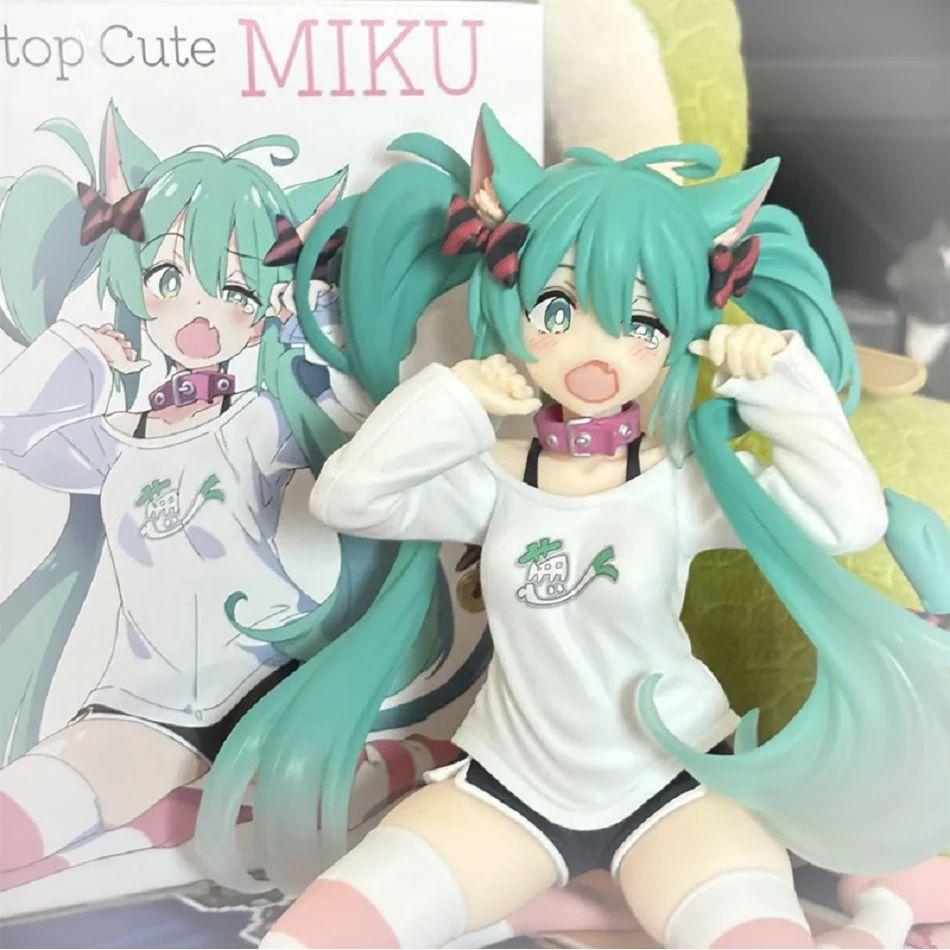 Hatsune Miku Desktop Cute Action Figure 11Cm Neko T-Shirt Ver. Pvc Anime Figurine Kawaii Girl Collection Ornaments Model Toys