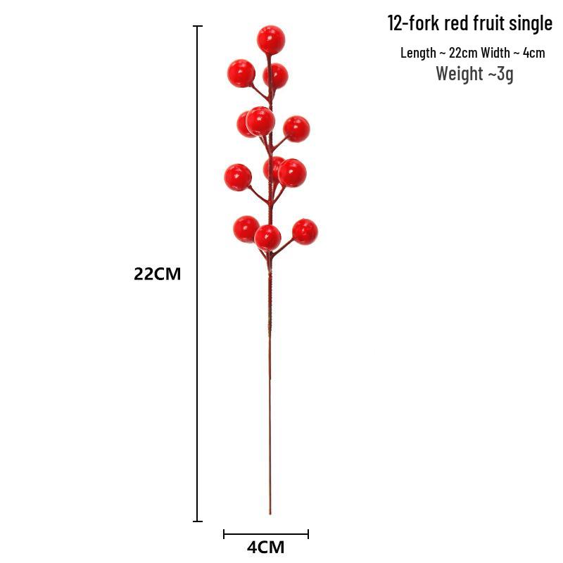 Artificial Pine Needle Branches with Red Berries - Christmas and Wedding Decoration