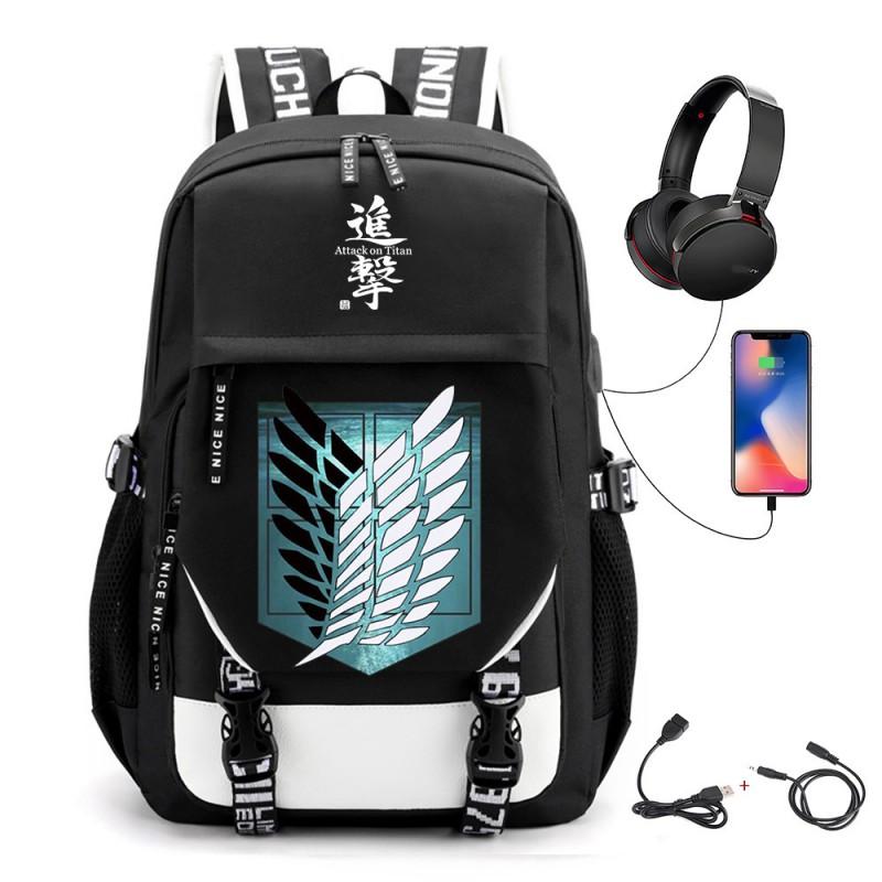 Anime-Inspired Canvas Backpack Students Travelers With USB Charging Port Breathable Padded Straps Unisex School Bag