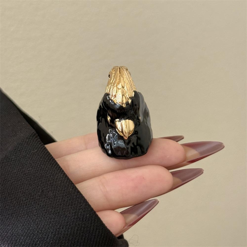 Kawaii Exaggerated Ring Geometric Chunky Enamel Ring Personality Parrot Drip Oil Ring  Gift
