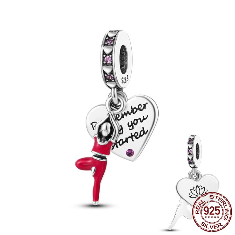 World Football Sport Soccer Dumbbell Yoga Dangle Charms Fit Accessories Bracelets Necklace Beads Copper Women Jewelry Making