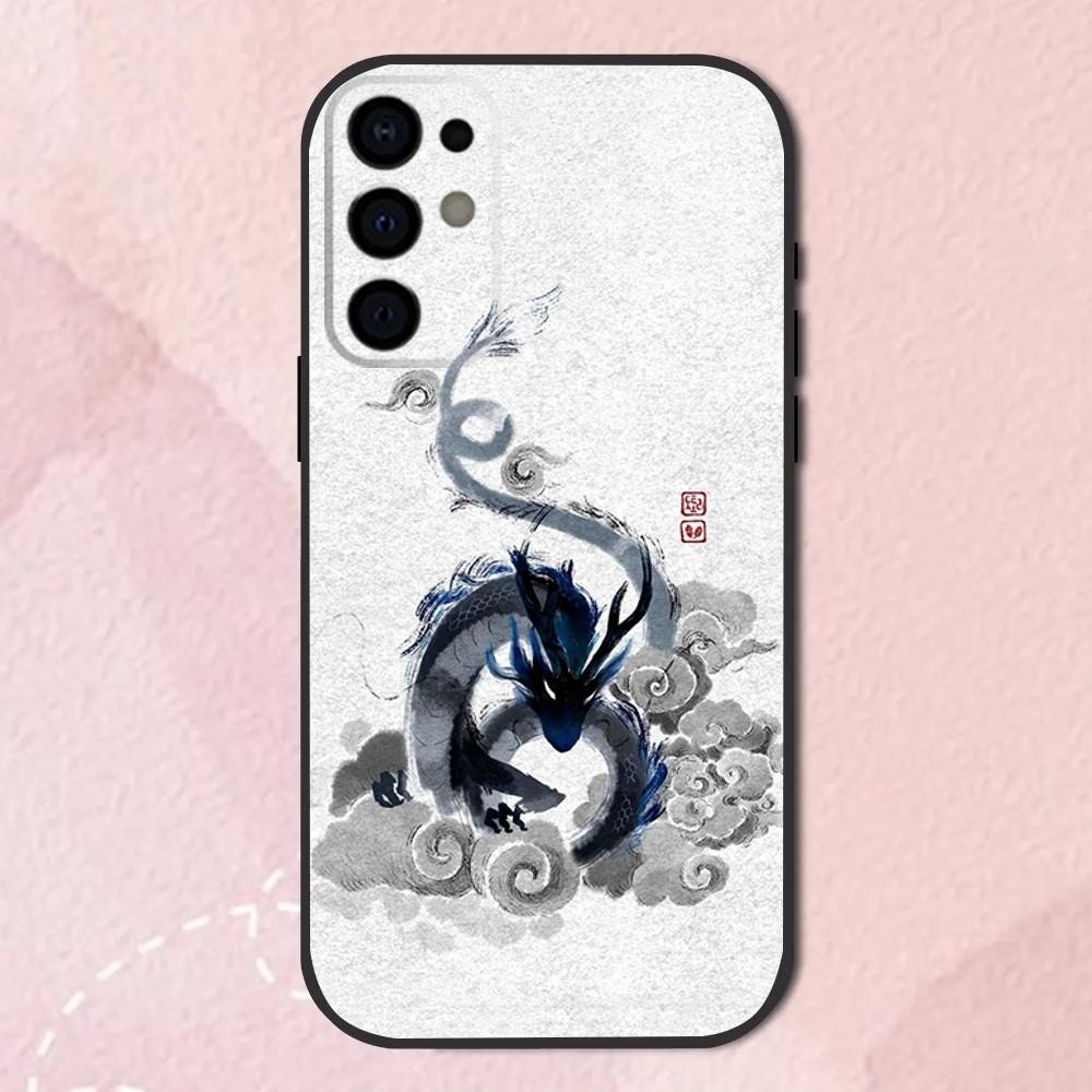 Dragon Pattern Ink Brush Painting Phone Case For Samsung S24,S21,S22,S23,S30,Ultra,S20,Plus,Fe,Lite,Note,10,9,5G Black Cover