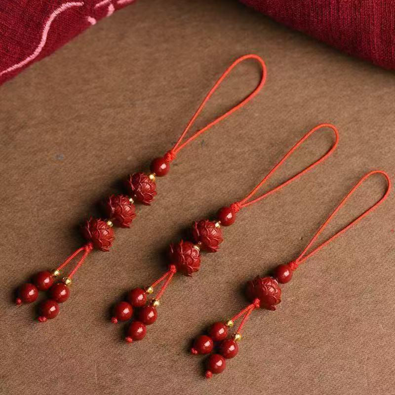Peace Lotus Phone & Car Keychain Pendant - Imitation Cinnabar Gift for Men & Women