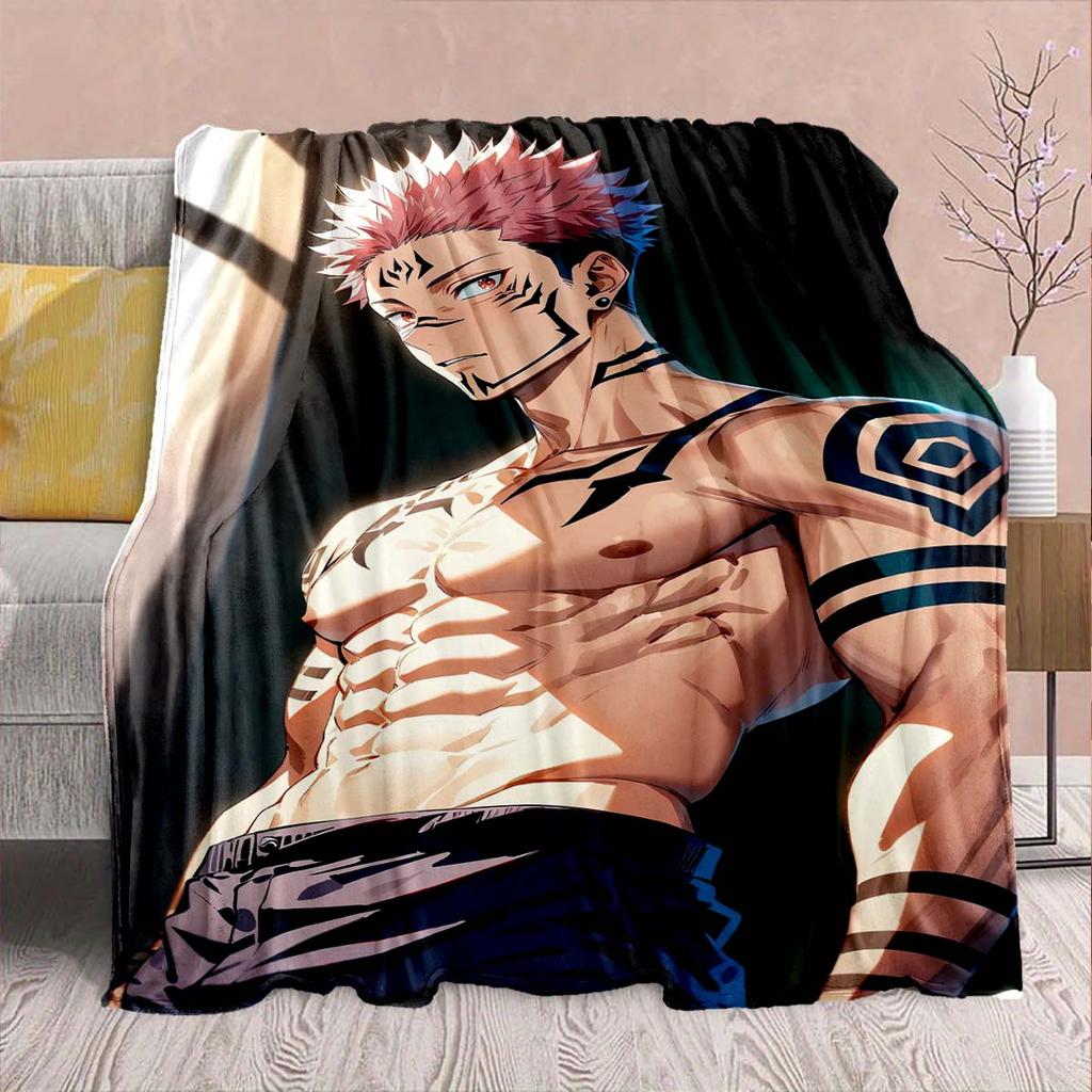 Jujutsu Kaisen Flannel Plush Blanket Warm Soft Throw Lightweight Cozy Couch Bed Home Decor 