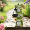 Unique Gift Solar Powered Frogs Garden Lanterns Resins Sculpture Waterproof Ornament For Outdoor Lawn Yard Home Decors