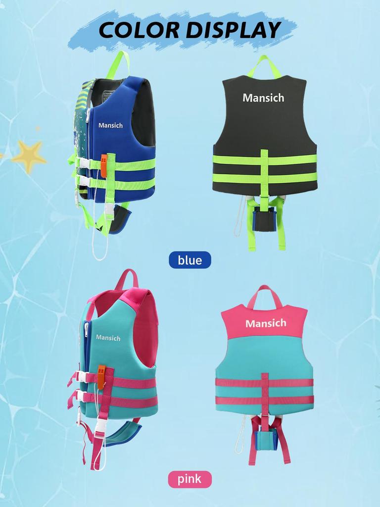 Children's Neoprene Life Jacket - Beginner Buoyancy Vest for Swimming and Water Park Safety