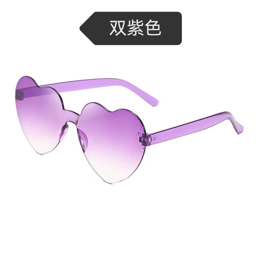 Peach Heart Sunglasses Love Glasses Trend Frameless One-Piece Marine Film Dazzling Color Sunglasses