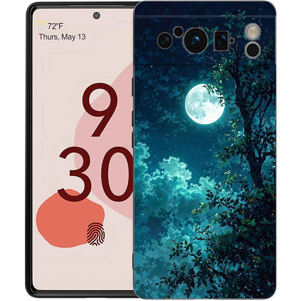 

Чехол для телефона Луна на ветке для Google Pixel 9 8 9A 8A 7 7A 6 Pro XL 6A 5G Черный Мягкая задняя крышка Роскошный TPU чехол Pixel 6 Pro