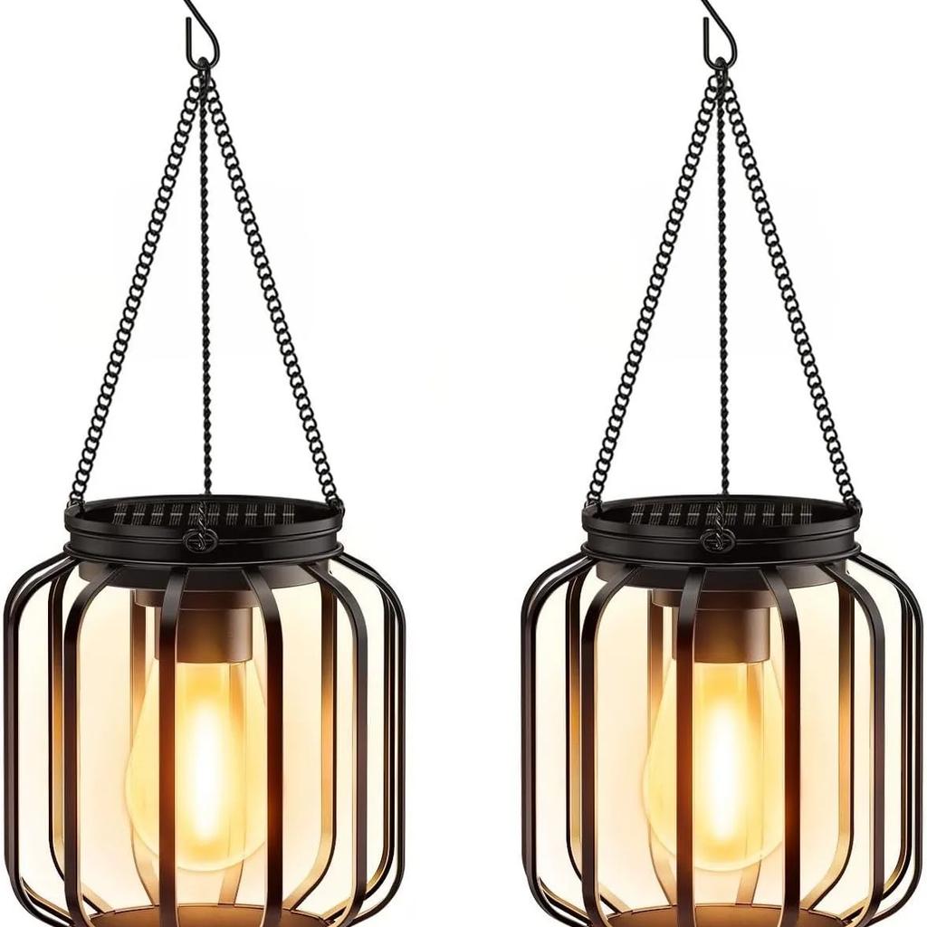 Upgraded Outdoor Solar Lamps Courtyard Garden Corridor Warm Light Metal Hanging Lights Light Control Decorative Lighting Hot