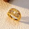 European and American new high-end light luxury simple niche design inlaid with Czech diamond titanium steel gold-plated multi-layer ring jewelry wome