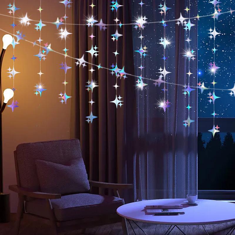 

1 шт. Креативные круглые бумажные гирлянды в виде звезд, подвесные украшения для вечеринки по случаю дня рождения, романтическое украшение свадебной комнаты