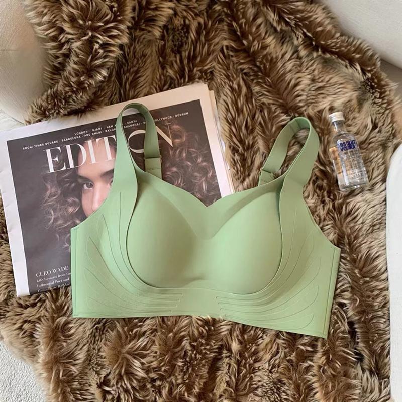 

Сексуальное подтягивающее бесшовное нижнее белье, женское нижнее белье с небольшой грудью, без стального кольца, верхний держатель, регулируемый женский бюстгальтер для груди M зелёный