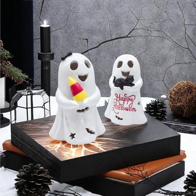 Niedliche WhiteGhost Halloween Party Dekorationen, Desktop Ornamente, Studiendekoration, Kunstharzhandwerk, Kleine Ornamente