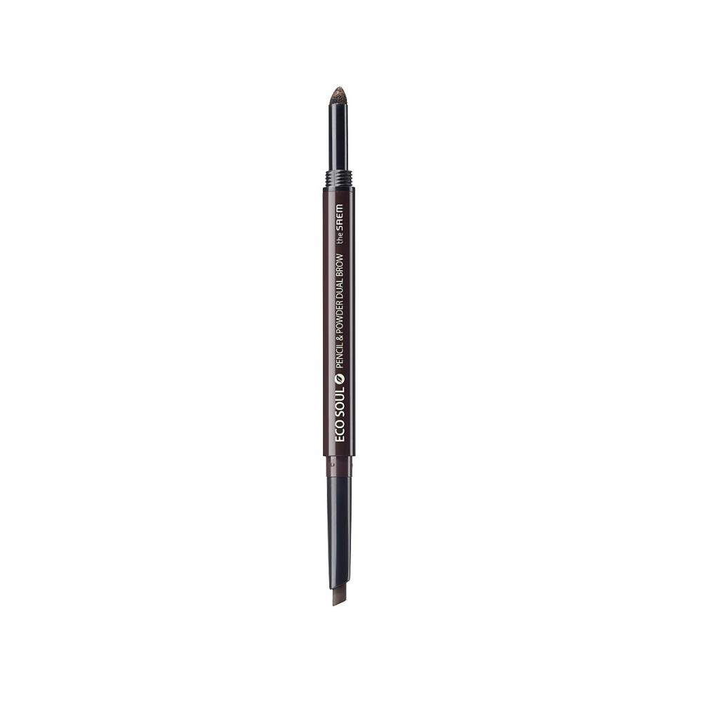 The Saem Make Eco Soul Pencil Powder Dual Brow 03 Dark Gray