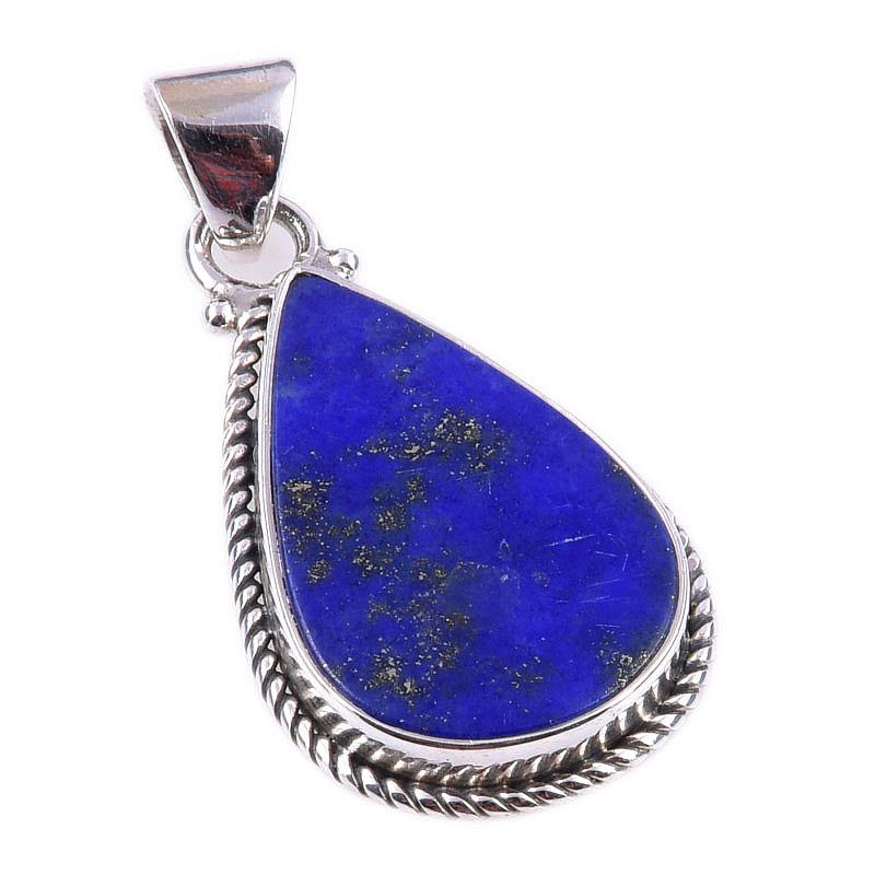 Natural Lapis Lazuli Gemstone 925 Solid Sterling Silver Gift Pendant 1.50" U9R61