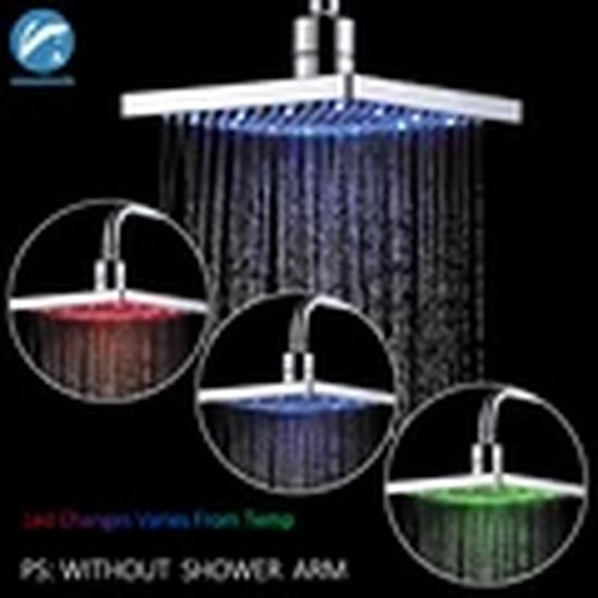 Matte Black Rain Shower Head LED Changing 16" Square Brass Shower Head Faucet Bathroom Accessory Top Over-head Shower Sprayer