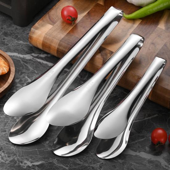 Stainless Steel Serving Tongs Non-Slip Ergonomic Food Tongs for BBQ Buffet Kitchen Rust-Resistant Dishwasher Safe Versatile Clips for Steak Bread Ice