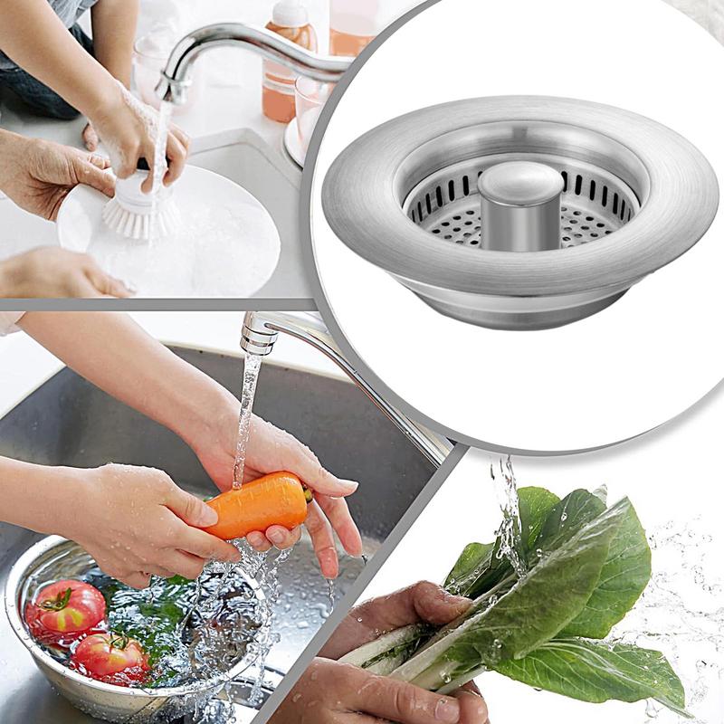 Kitchen Sink Drain Strainer Stainless Steel Pop Up Kitchen Sink Stopper Fast Drainage Sink Plug Anti-Clogging Sink Food Catcher