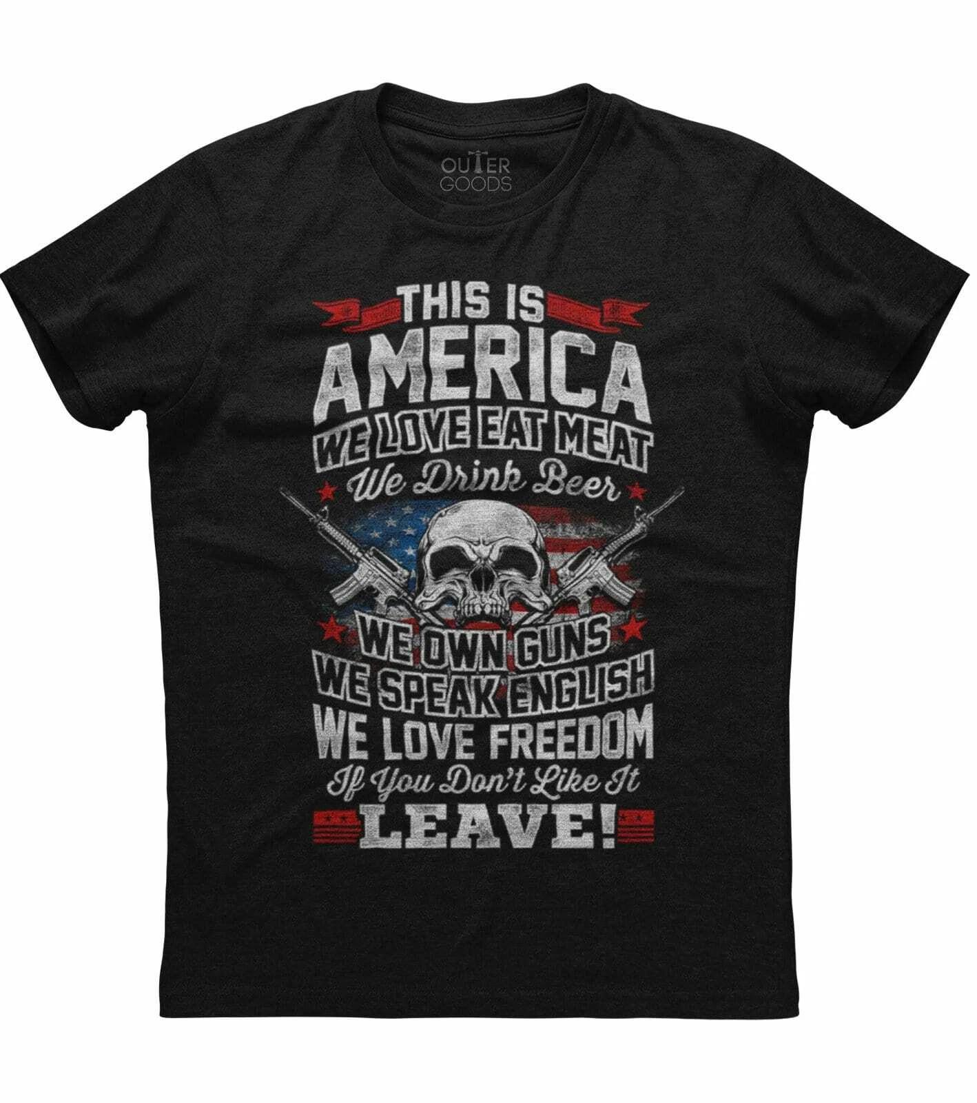 Mens American Flag This Is America We Love Freedom Patriotic 2A T Shirt USA US S