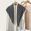 Twill silk triangular scarf, clothing accessories, cashew nut double-sided printed belt, versatile women's rhombus silk scarf, bag head, fart curtain.