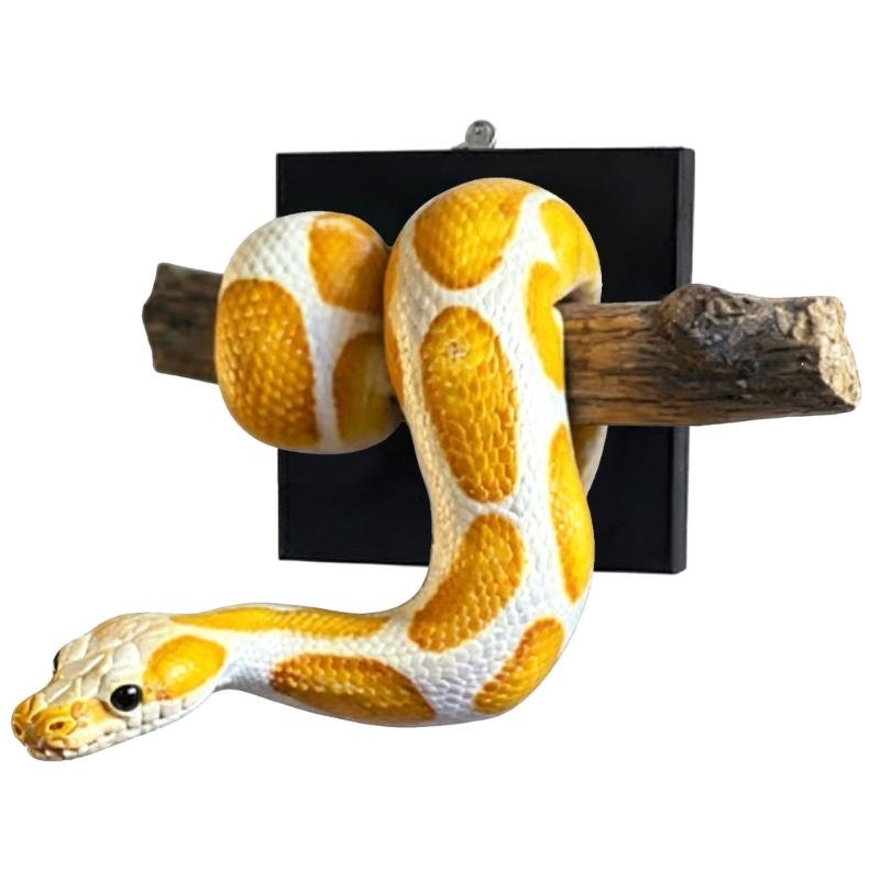 Gold Snake Wall Sculpture Shatterproof Resin Snake Figurine Wall Ornament For Living Room Bedroom Offices Decoration