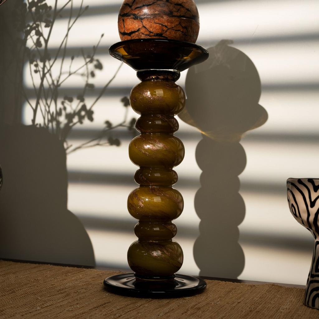 Glass Candlestick Geometric Pebbles Candle Holder Candelabros Decorativos Wedding Centerpieces Decoration