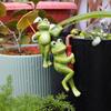2Psc Flower Pot Edge Hanging Decoration Cute Umbrella Frog Figurine Outdoor Garden Gardening Bonsai Cartoon Animal Ornaments
