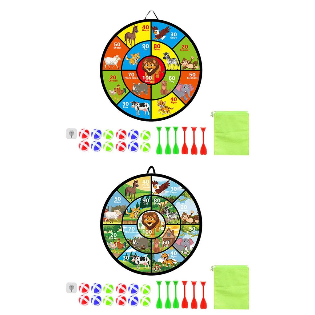 Double Sided Dart Board for Kids Dart Plate 29inch Durable Indoor Outdoor Party Games Toys Target Board with 12 Sticky Balls