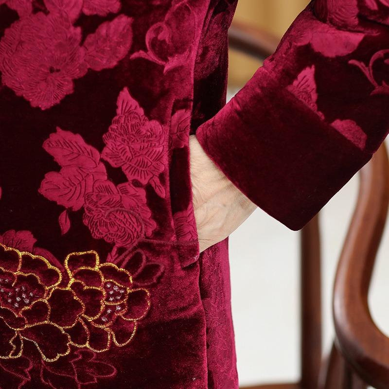 Middle-aged Old People Winter Jackets Gold Velvet Cotton Parka Grandma Thick Cotton Padded Mother's Clothes  Coat