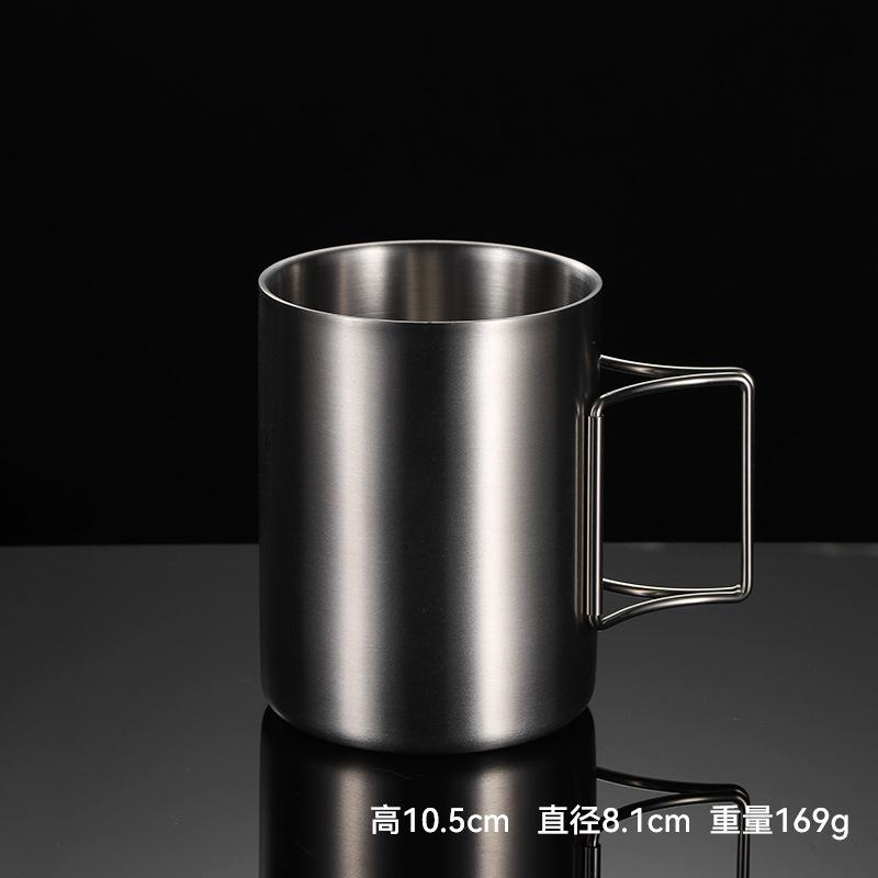 200-400ml Double-layer Stainless Steel Mugs Outdoor Camping Water Beer Mug Hike Handle Picnic Cups Family Friends Drinking Set
