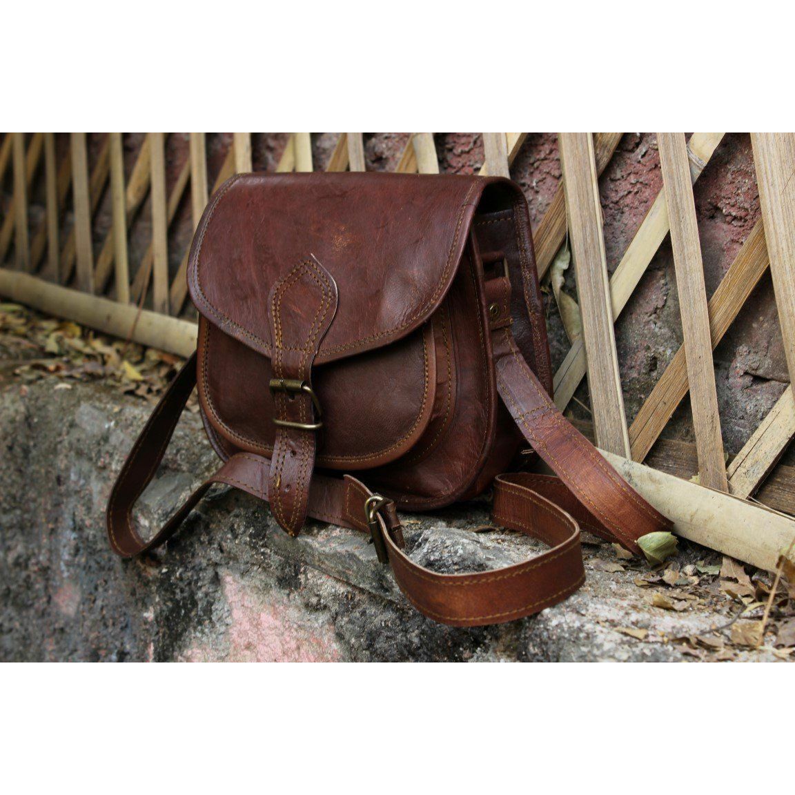 Женская сумка Коричневый кошелек Сумка из натуральной кожи Traveler Bag Vintage 9 X 7 X 3 — фото 4